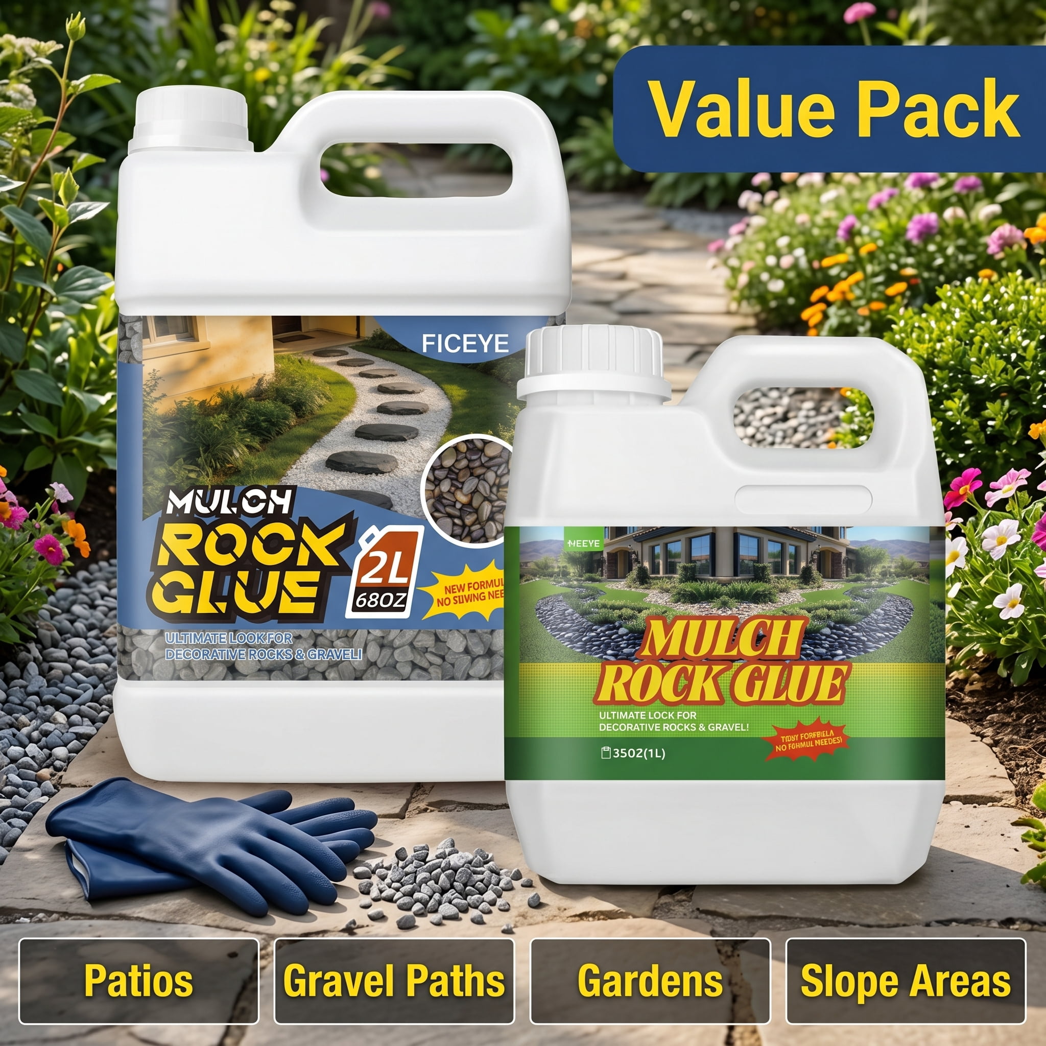 103oz Heavy-Duty Non-Toxic Landscape Glue Suitable For Landscaping - Professional Grade Binder For Pea Gravel, Wood Chips, Stones & Bark | Suitable For Garden Paths, Patios, Borders, Driveways | Stab