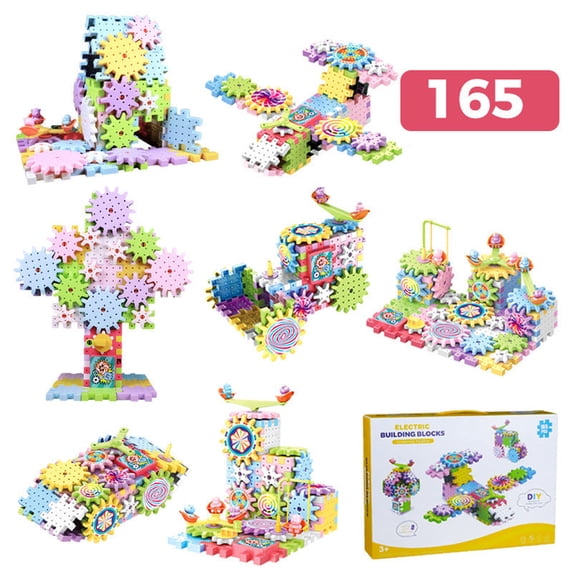 103pc Gear Building Kit for Ages 8+ - Motorized Mechanical Engineering Blocks w/ Rotating Gears ,Develops Physics Concepts & Fine Motor Skills B