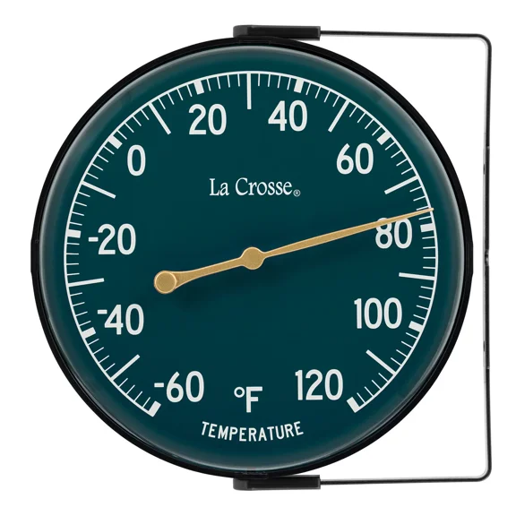 104-1512F La Crosse 5.5" Indoor/Outdoor Dial Thermometer With Bracket Dark Green