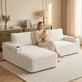 thumbnail image 1 of 105" L-Shaped Corduroy Cloud Sectional Sofa, No Assembly, Cup Holder & Side Pockets, White, Left-Facing, 1 of 7