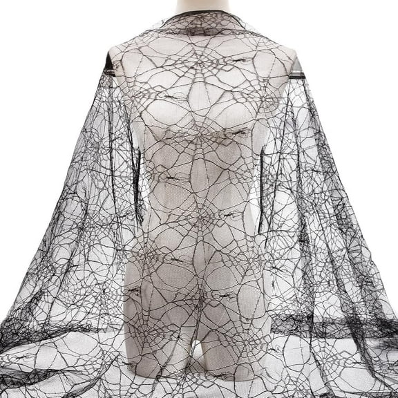 104.33 Inch Black Lace Fabric Spider Web Soft Mesh Gothic Cloth Breathable Polyester Gauza Sheer Fabrics