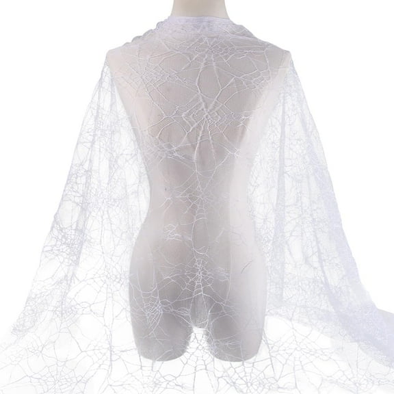 104.33 Inch White Spider Web Lace Fabric Soft Gothic Mesh Sheer Cloth Polyester Breathable Gauza Fabrics