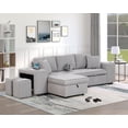 thumbnail image 1 of 104.5Inch Modular Sectional Sofa, Convertible Pull Out Sleeper Sofa with 2 Stools and Storage Chaise, 3 Seats L-shaped Comfy Couch for Living Room and Office, Gray, 1 of 9
