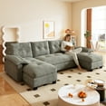 thumbnail image 1 of 104.7" U-Shaped Sleeper Sofa with Pull Out Bed,2 in 1 Convertible Couch Bed with Removable Armrests & USB Ports,Oversized Sectional Modular with Chaise Lounge for Living Room/Apartment,Light Grey, 1 of 7