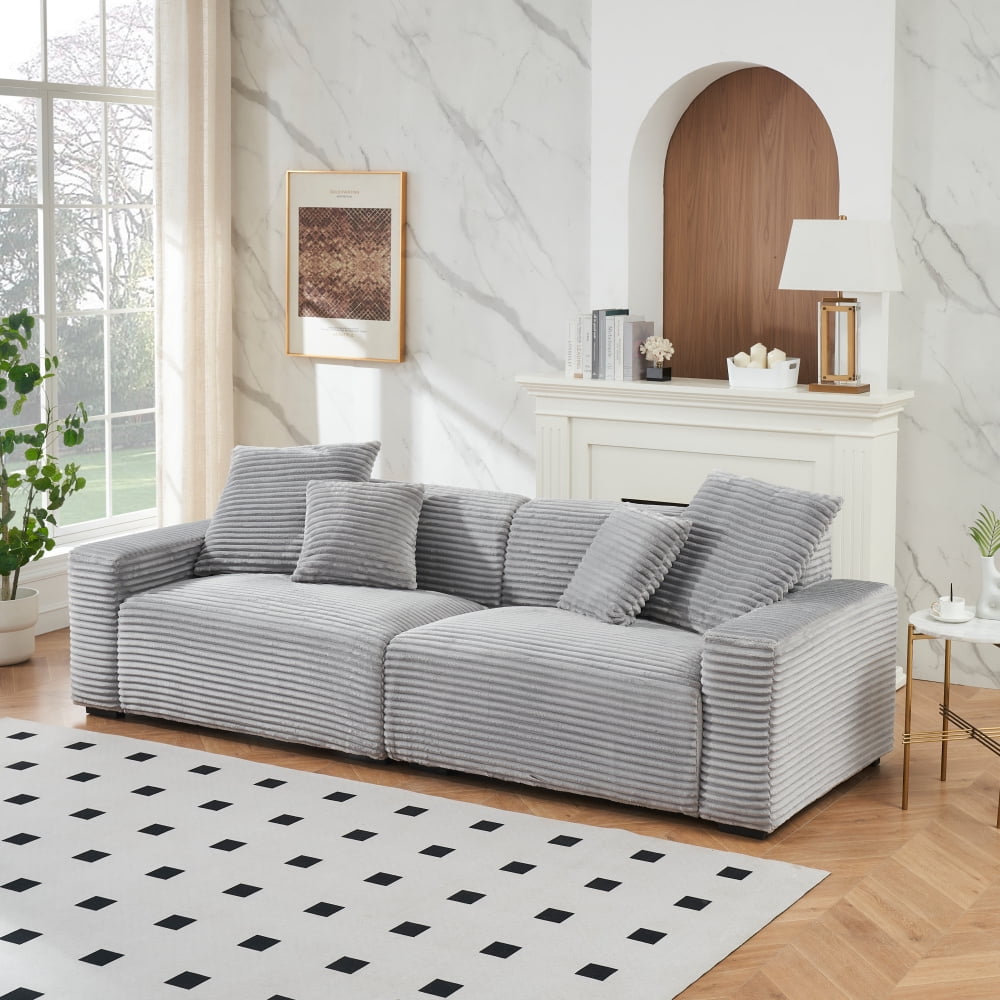 104.72'' 4-seat Large Sofa with 4 Throw Pillows, Living Room Sofa in ...
