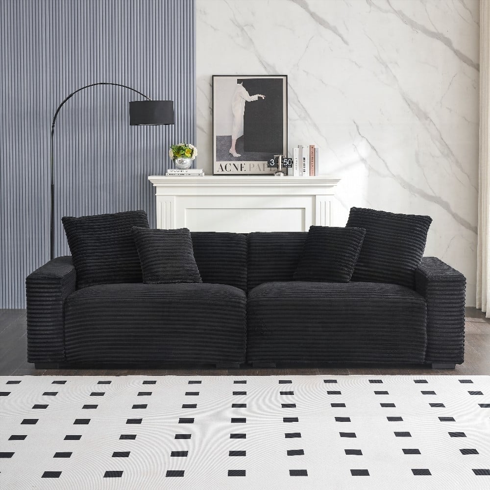 104.72-inch 4-seat Sofa with 4 Pillows, Soft & Stain-Resistant