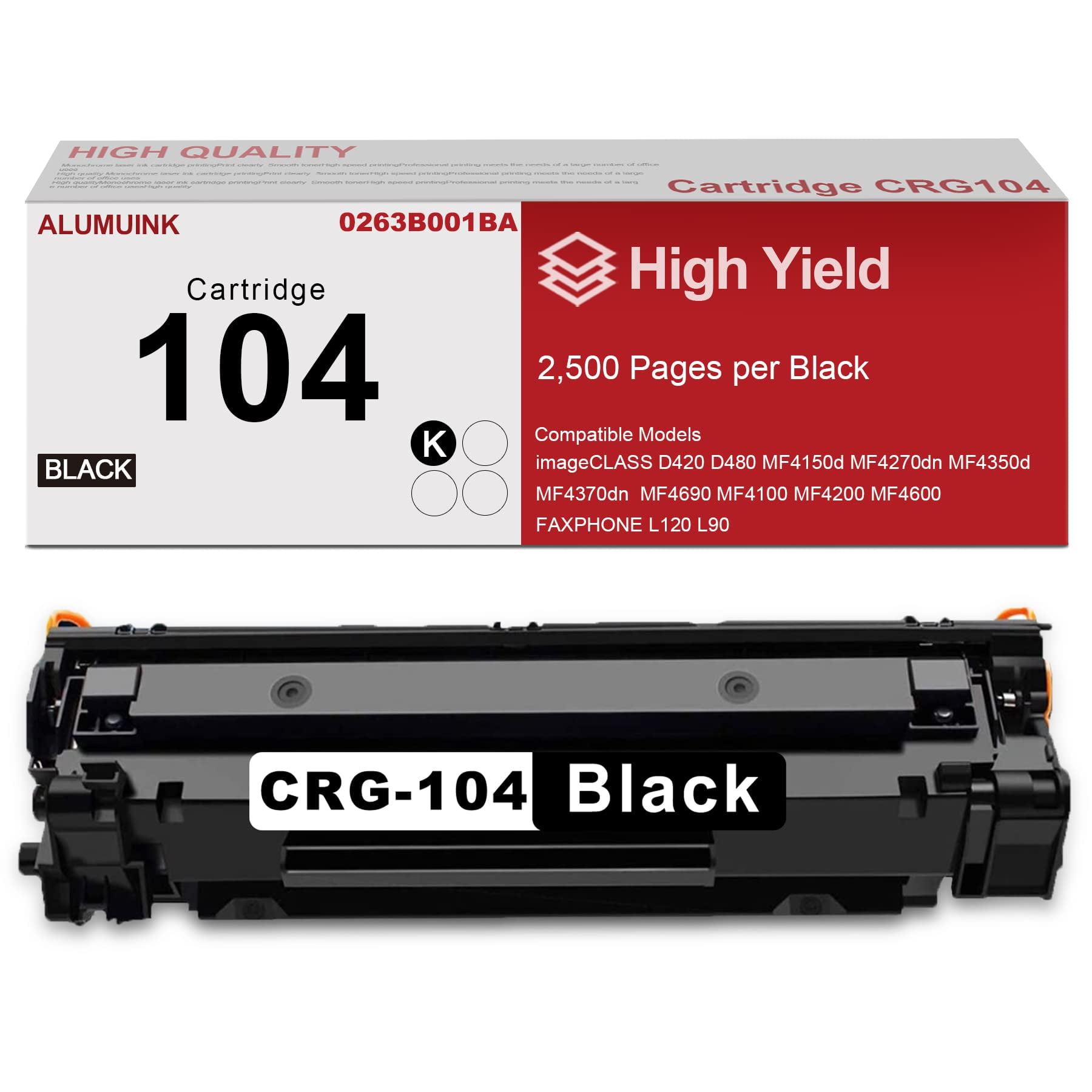 104 Black Toner Cartridge Replacement for Canon imageclass D420 D480