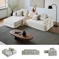 thumbnail image 1 of 104" Boneless Couch, Cloud Couch with L-Shape Chaise, Sectional Couches for Living Room, Compressed Modern Sofa with Deep Seat, Chenille Memory Foam Couch, No Assembly Required, Light Grey Couch, 1 of 11