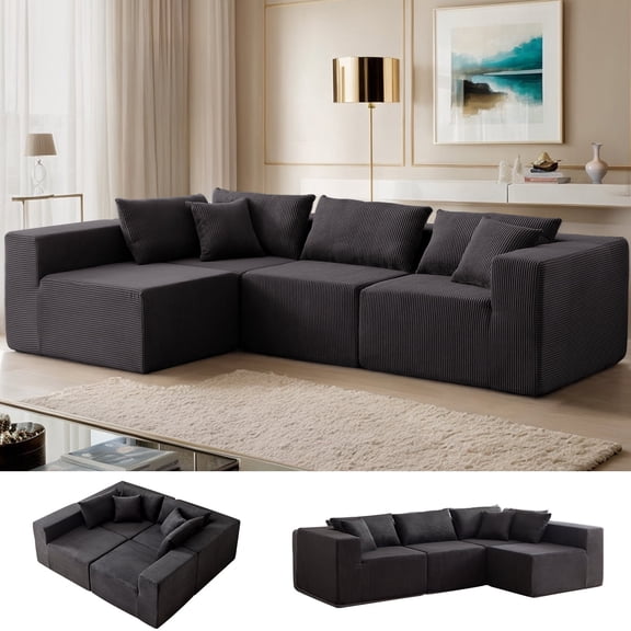 104" Corduroy Modular Sectional Sofa, L-Shaped, Free Combination
