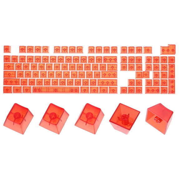 104 Key Blank Backlit Clear Keycap Set OEM Profile Double Shot 60% for Mechanical Keyboard Layout, Red