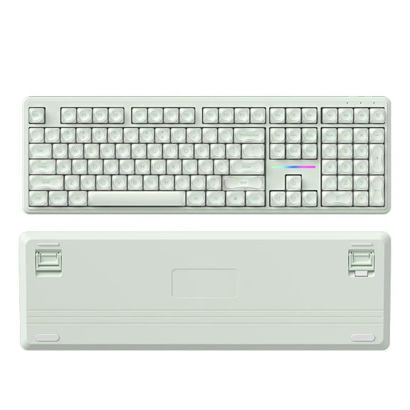 104 Keys 2.4G Wireless Keyboard,Rounded Cloud Keycaps,2-Step Adjustable Tilt,Hidden Receiver & Type-C Charge