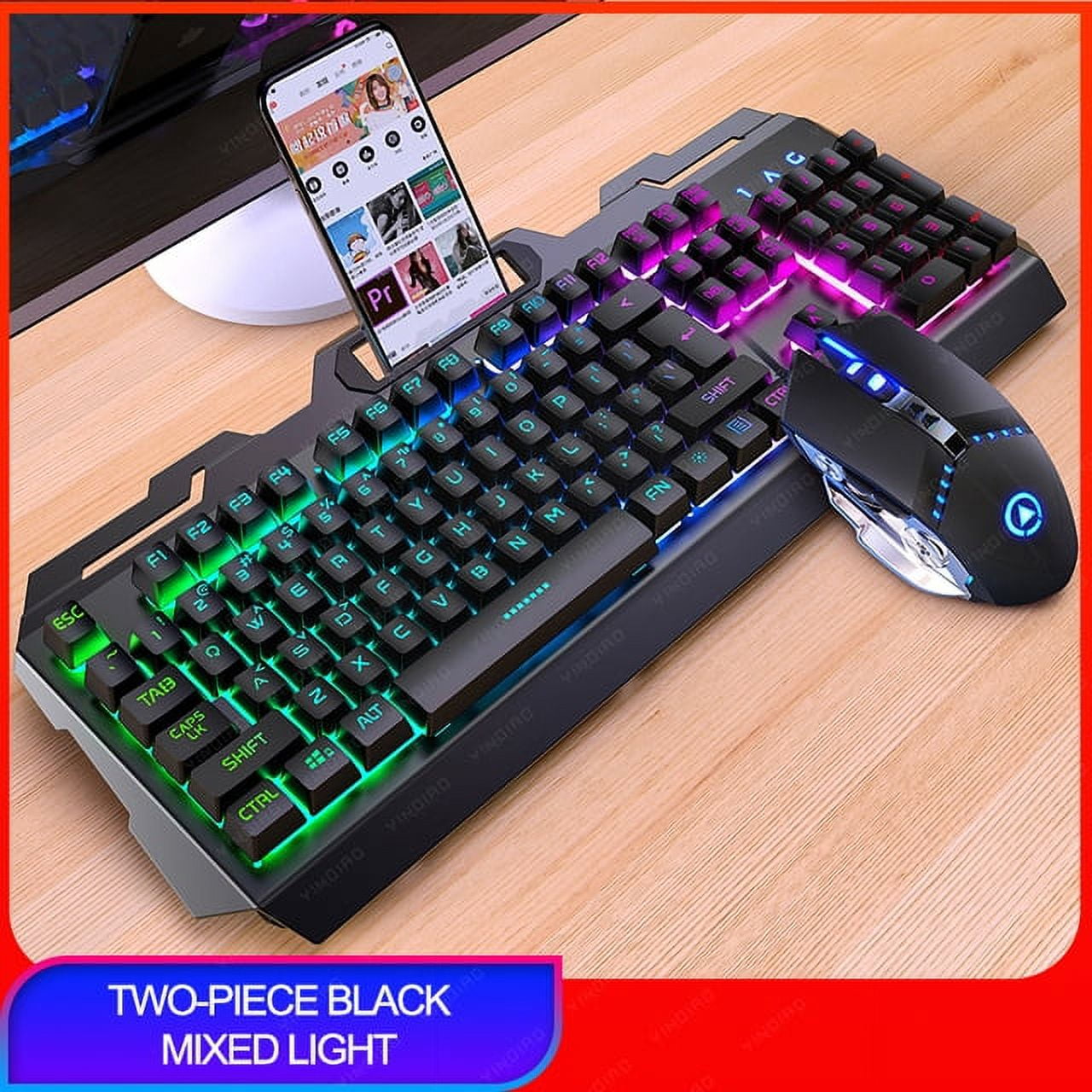 104 Keys Gaming Keyboard Mouse Headset Combos Mechanical Feel Game Keyboards Computer 3200DPI Mice Set for PC Gamer
