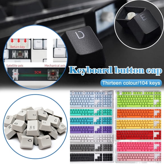 104 Keys PBT Double-Shot Backlit Gaming Keycaps Replacement,OEM Profile,Wear-Resistant Oil-Proof,13 Colors Compatible,Mechanical Keyboard with Space Bar