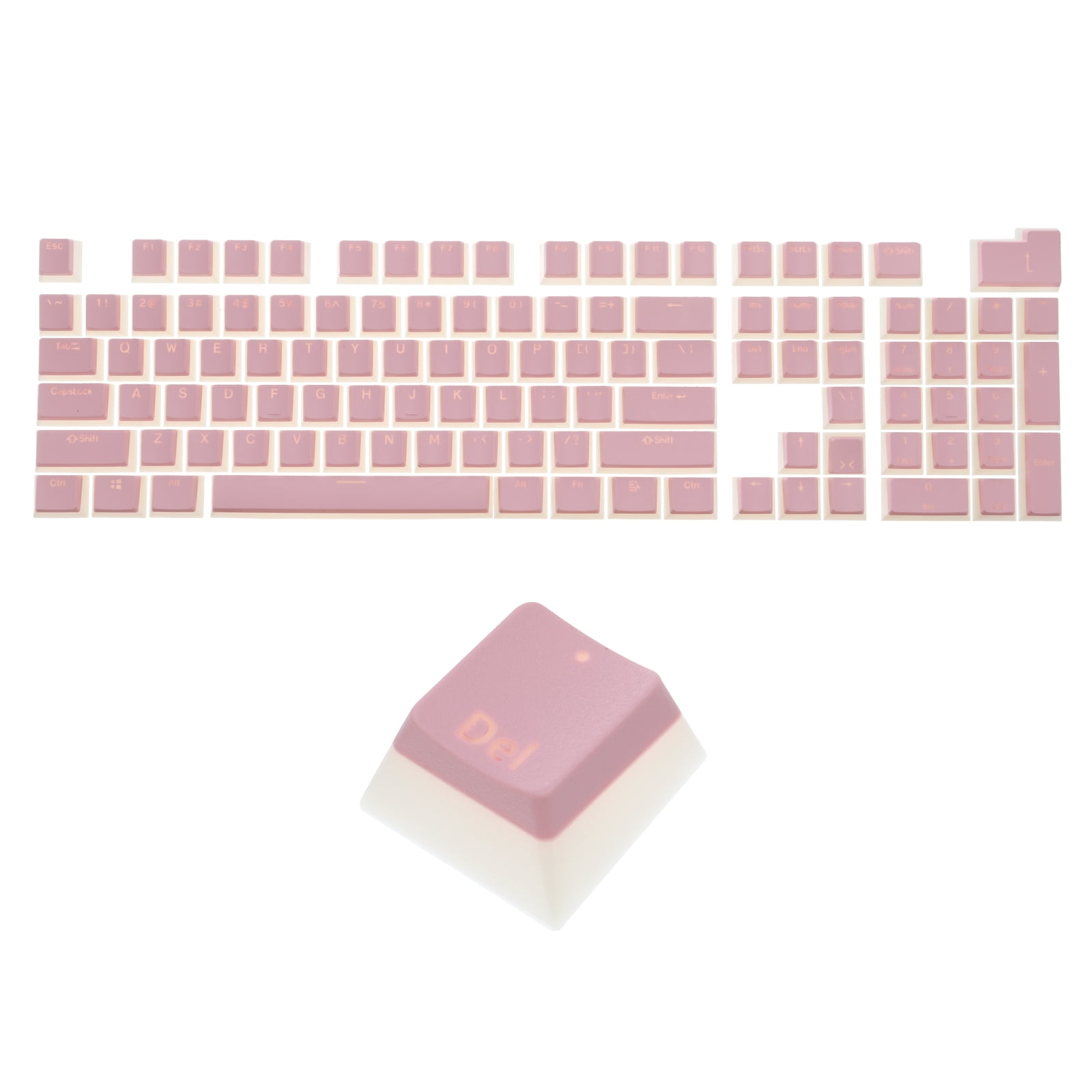 104 Keys Pudding Keycaps Set OEM Profile PBT for 61/87/104 Mechanical Keyboard Layout, Pink & Translucent