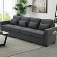 thumbnail image 1 of 104" Modular Sectional Sofa for Living Room,  Upholstered 4 Seater Sofa Couch Furniture with  4 Pillows and Side Pocket, Linen Fabric  Long Sofa Couch, Load Capacity 1320LBS, Dark Grey, 1 of 7