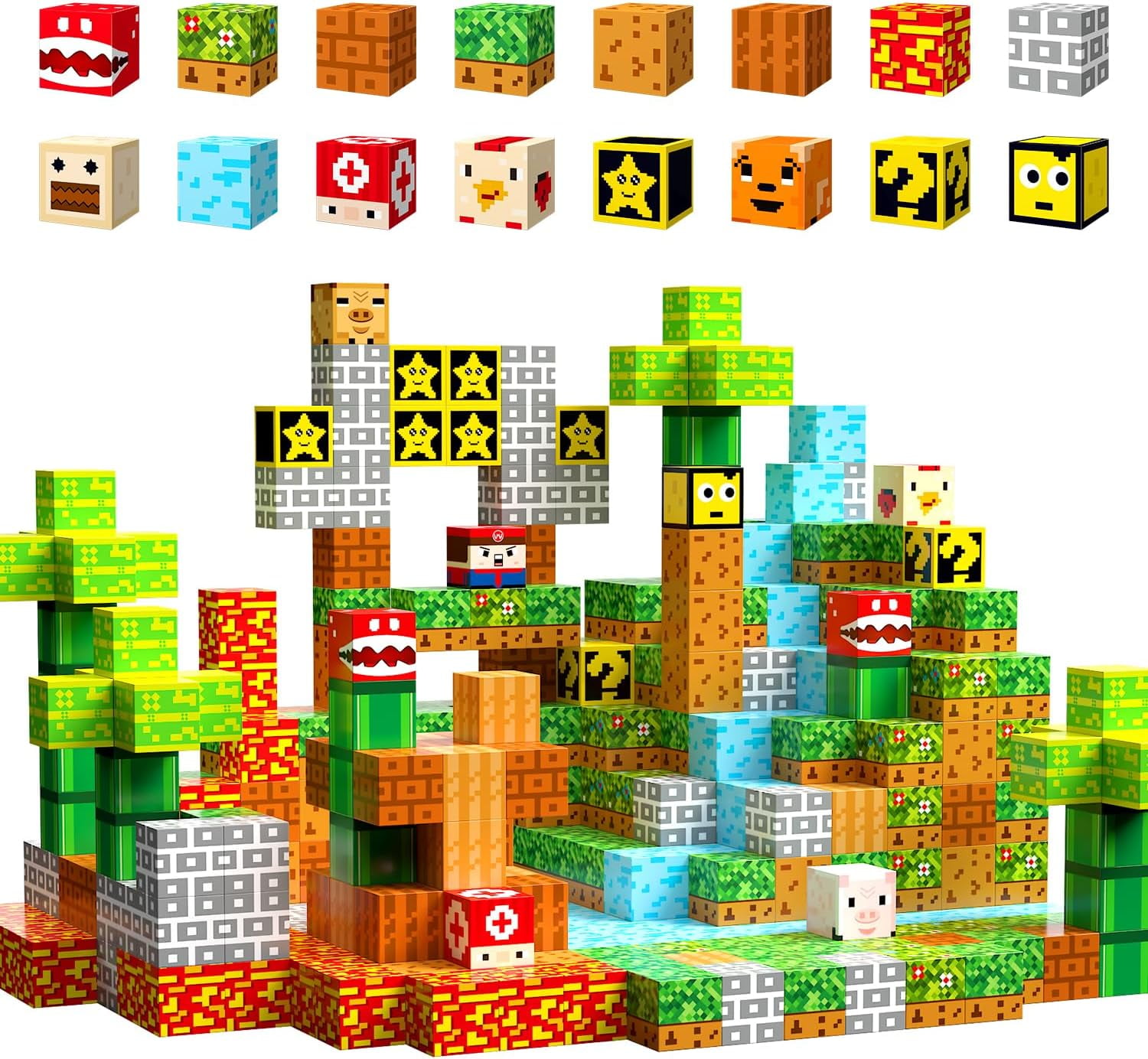 104 PCS Magnetic Blocks Building Toys, Build 3D Magnetic Building Blocks Set for Kids Ages 3+, Magnetic Blocks STEM Sensory Educational Christmas Birthday Gifts Construction Toys