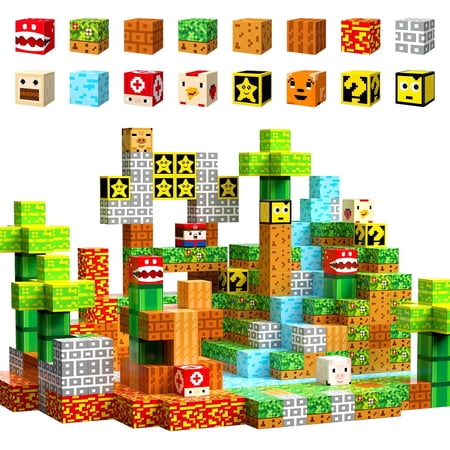 104 PCS Magnetic Blocks Building Toys, Build 3D Magnetic Building Blocks Set for Kids Ages 3+, Magnetic Blocks STEM Sensory Educational Christmas Birthday Gifts Construction Toys