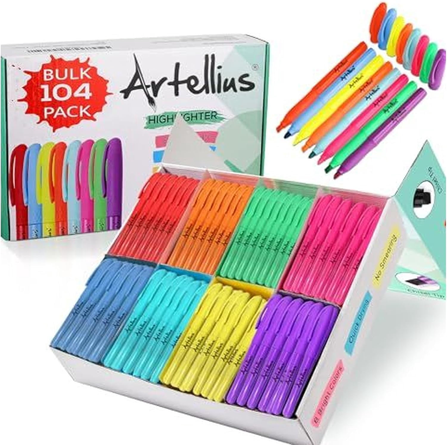 104 Pack Vibrant Highlighters Assorted Colors Bulk Set (8 Bright Colors ...