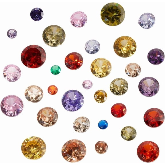 104 Pcs 8 Sizes Clear Cubic Zirconia Stone Loose CZ Stones Faceted Cabochons Rhinestone Pointed Back Diamante Gems for Nail Art Earring Bracelet Pendants DIY Craft Making Colorful