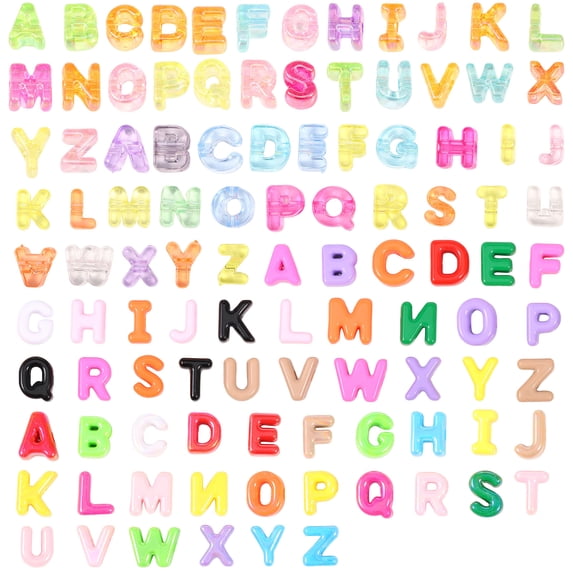 104 Pcs Chunky Letter Beads, 6mm Large Hole Acrylic Letter Beads , Bubble Alphabet Beads, Alphabet Bag Charm, 4 Full A-Z Set Ideal for Paracord Keychains Bag Charms