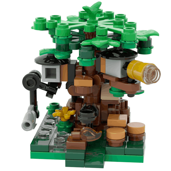 104 Pcs Mini Tree House Building Blocks Model, Forest Cabin DIY Assembly Toy for Collectors