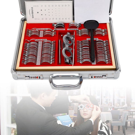 104 Pcs Trial Lens Set Optometry Kit with Frame, Sphere & Cylinder Lenses
