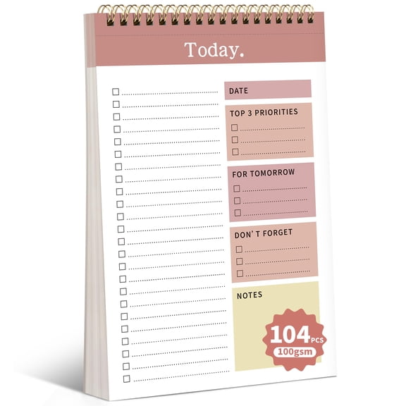 104 Pgs To Do List Notepad, 52 Undated Sheets Duplex-printed Daily Planner For Work Home School Office Desk Accessories Supplies & Goal Setting Tasks -Pink