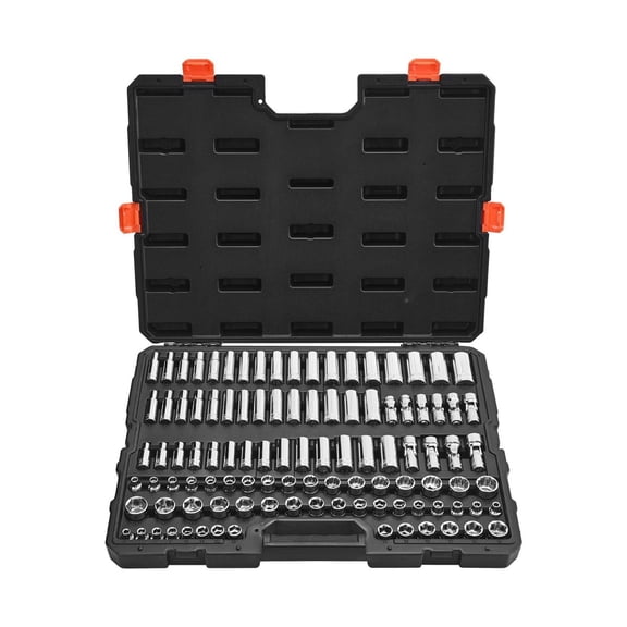 104 Piece Socket Set - 3/8 inch Drive Mechanic Tool Set, Metric 6-24mm, Deep & Standard Sockets, CR-V Alloy Steel with Storage Case for Automotive Repair & DIY