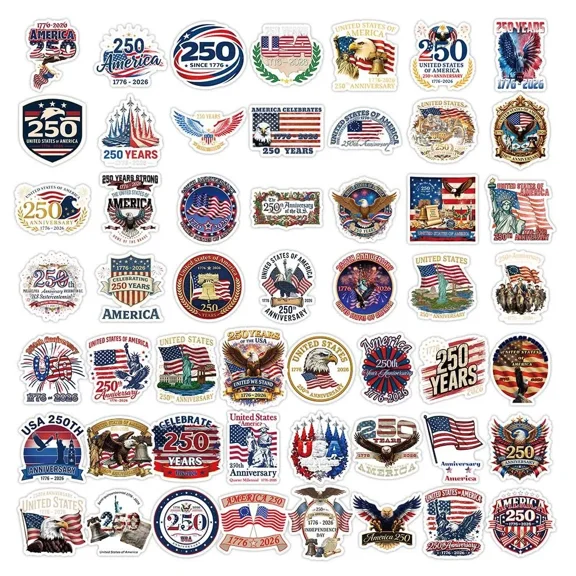 104 Pieces Of Handbook Stickers For The 250th Anniversary Of The Founding Of The United States, Creative And Personalized Decorative Stickers