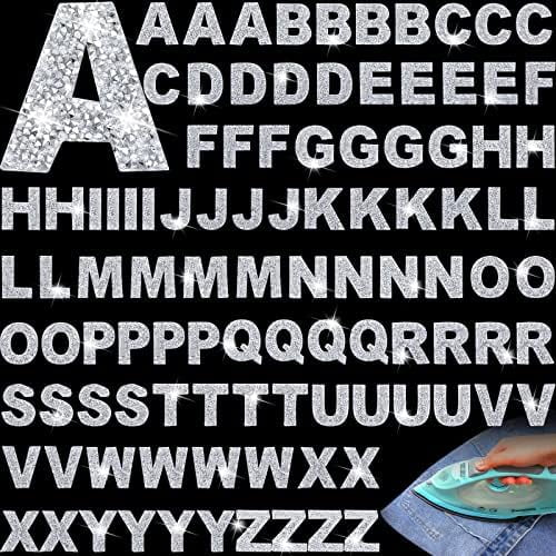 104 Pieces Rhinestone Iron on Letter Patches A-Z Letter Alphabet Patches Bling Iron on Letters Glitter Applique Patches for Clothing Shirt Jean Hat Shoe Bag Repair$$Art & Craft