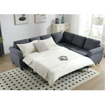 104'' Pull Out Couch, Convertible Sleeper Sofa Bed Queen, Upholstered Sectional Sofa with Mattress, 6-Seater L-Shaped Couch, Modern Sectional Couches for Living Room, Apartment, Studio,Grey