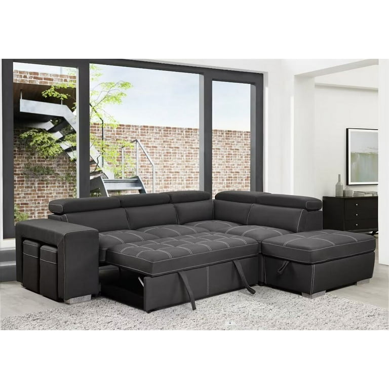 104 Sectional Sleeper Sofa With Pull