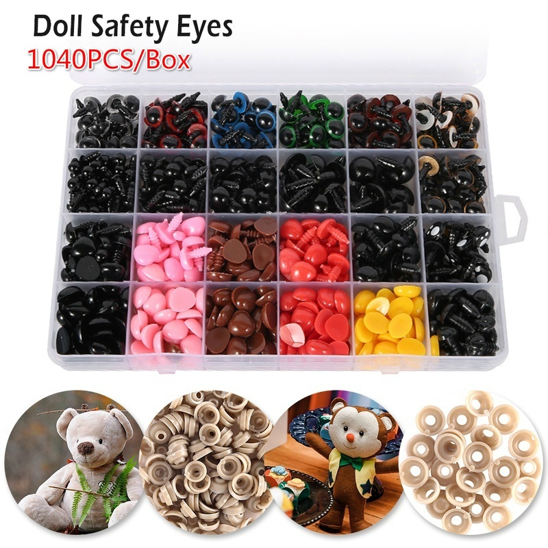 1040/752/150 PCS Colorful/Black Plastic Safety Eyes and Noses with