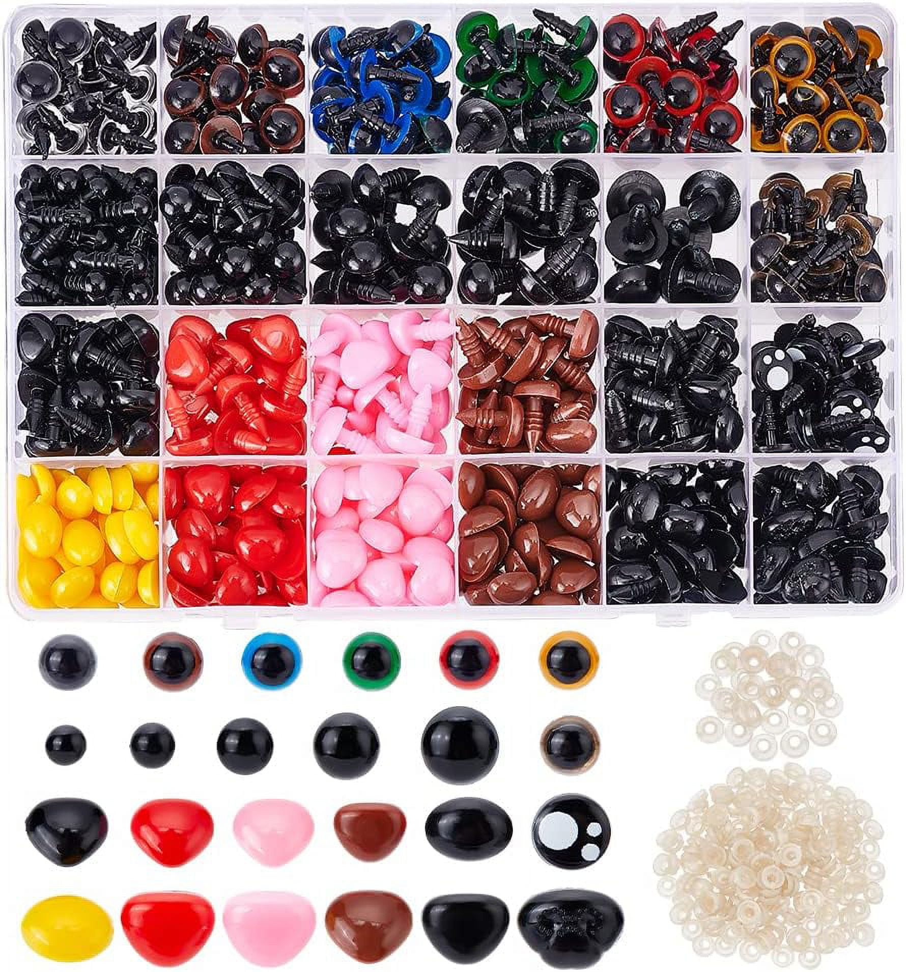 1040 Pcs Plastic Eyes and Nose Mixed Colours Teddy Bear Eyes Plush