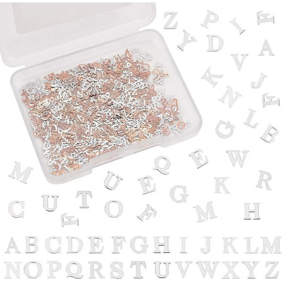 1040 Pcs Platinum Letter Alphabet Resin Filler Charms Alloy Epoxy Resin Supplies Brass Cabochons for Nail Art Studs and Nail Art Decoration Accessories - 26 Styles diy