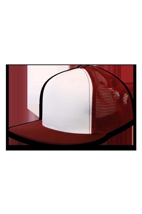 1040-WHT-CAR Classic 5 Panel Trucker Cap - White & Cardinal