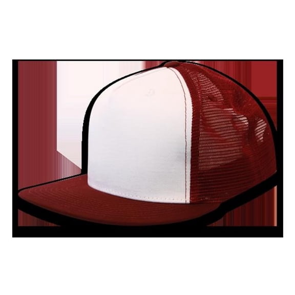 1040-WHT-CAR Classic 5 Panel Trucker Cap - White & Cardinal