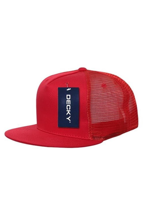 1040-WHT-RED Classic 5 Panel Trucker Cap - White & Red