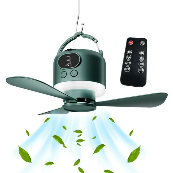 10400mAh Outdoor Ceiling Fan Light with Remote Controls and USB Charging, Includes Detachable Bladee and Adjustable Speed for Use