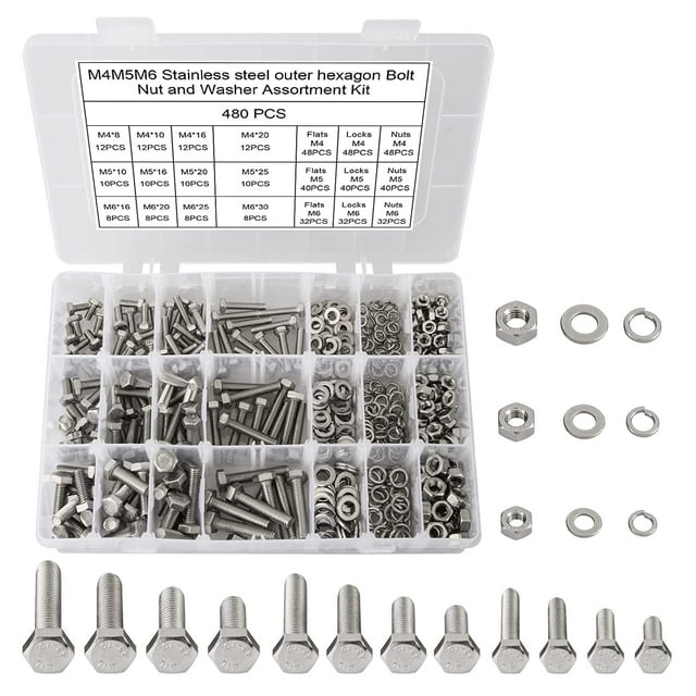1040PCS Nuts and Bolts Assortment Kit, 4mm45mm Machine Screw