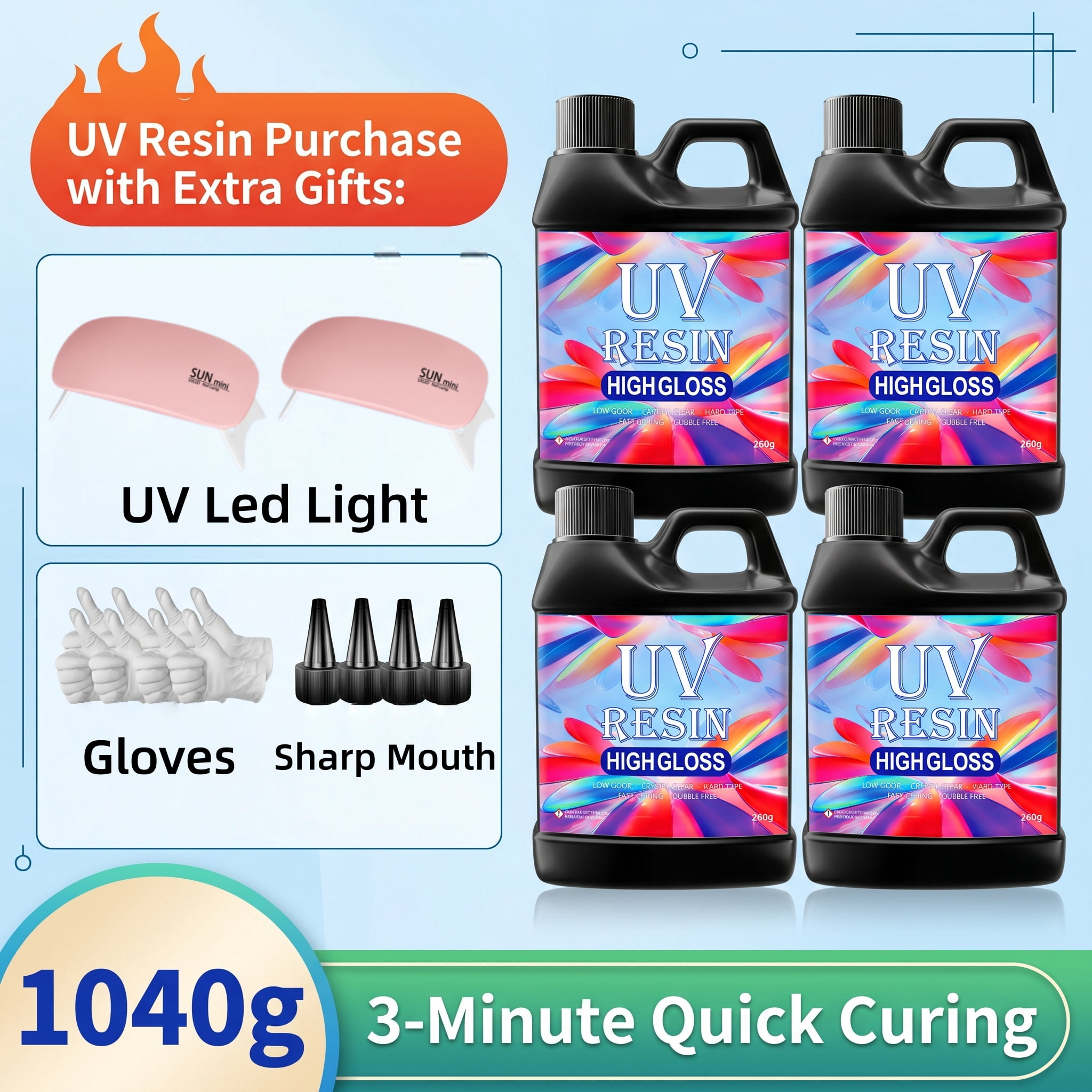 1040g Hard Type UV Resin Crystal Clear Low Odor - UV Sunlight Curing Epoxy Resin For Professional Jewelry Making Handmade Pendants Decorative Crafts