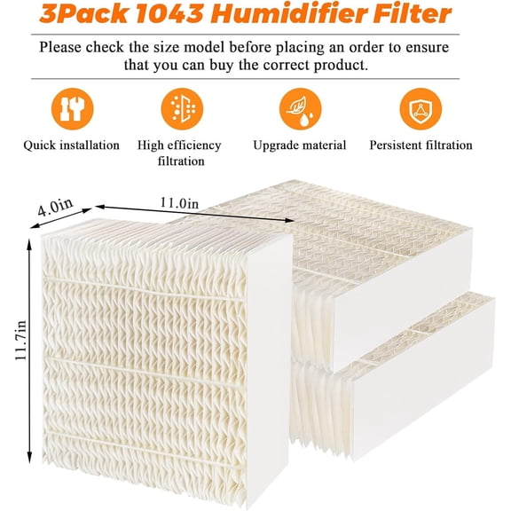 1043 Humidifier Wick Filters 3 Pack for Essick AIRCARE EP9500 EP9700 EP9800 EP9R500 EP9R800 821000 826000 826800 831000 & Space Saver 800 8000 Series