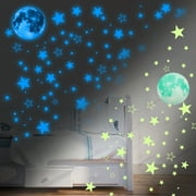 1049pcs Glow in The Dark Stars for Ceiling, TSV Night Luminous Wall Stickers Adhesive Stars Moon Wall Decals, Bright Glowing Dot Realistic Stars Full Moon for Starry Sky Ceiling Teenagerss Nursery