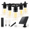 E String Edison 104FT Solar String Lights Outdoor Waterproof Patio Light With Dimmable ...