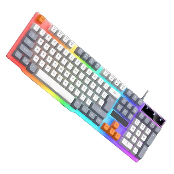104Key Wire Keyboard with Breathing Backlights Modes, Ergonomic Keyboard for Gaming and Use Portable Easy to Use