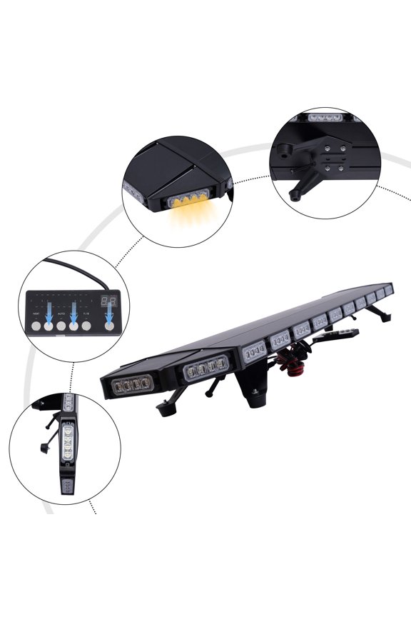 104LED Amber+White Strobe Light Bar Emergency Warn Beacon Tow Truck Response 47"