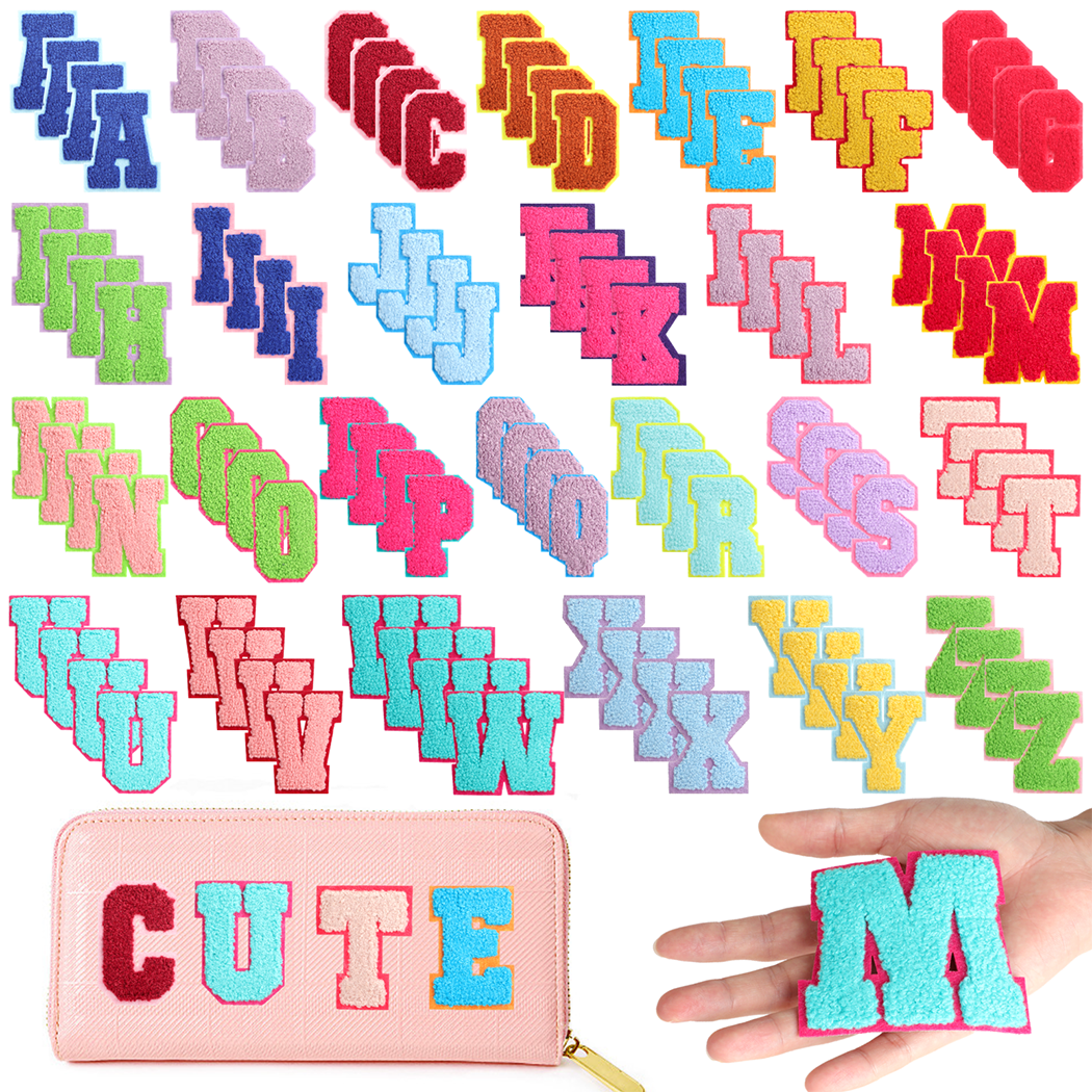 104PCS Chenille Letter Patches, Colorful Iron on A-Z Letter