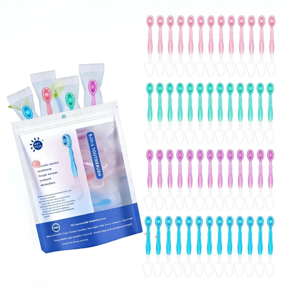 104Pack Disposable Travel Toothbrushes with Toothpaste, Individually Wrapped Mini Single Use Toothbrushes, No Water Needed Toothbrushes with Tongue Scraper for Travel, Hotel, Camping