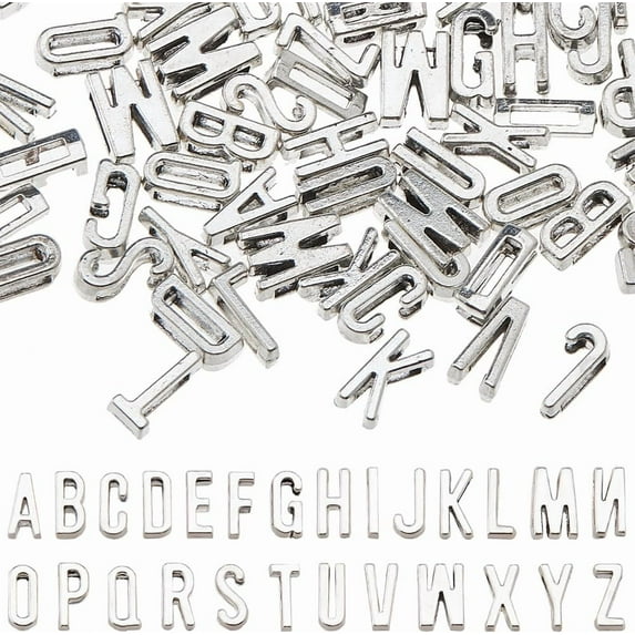 104Pcs 4 Sets Slide Letter Charms Bulk Silver A~Z Letter Charms Alphabet Pendants Alloy Initial Charm for DIY