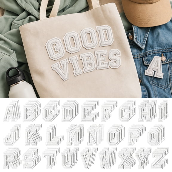 104Pcs Letter Patches, Iron on Letters Self Adhesive Embroidered for DIY, Fabric Letters Applique Patch for Clothing, Jackets, Jeans, Hats